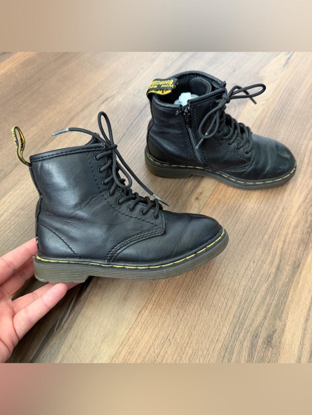 Dr. Martens Youth Brooklee Black High Top Lace & Zip Leather Boots Size 10c - Picture 5 of 9